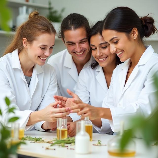 Northern Glow Naturals lab team working with botanical extracts